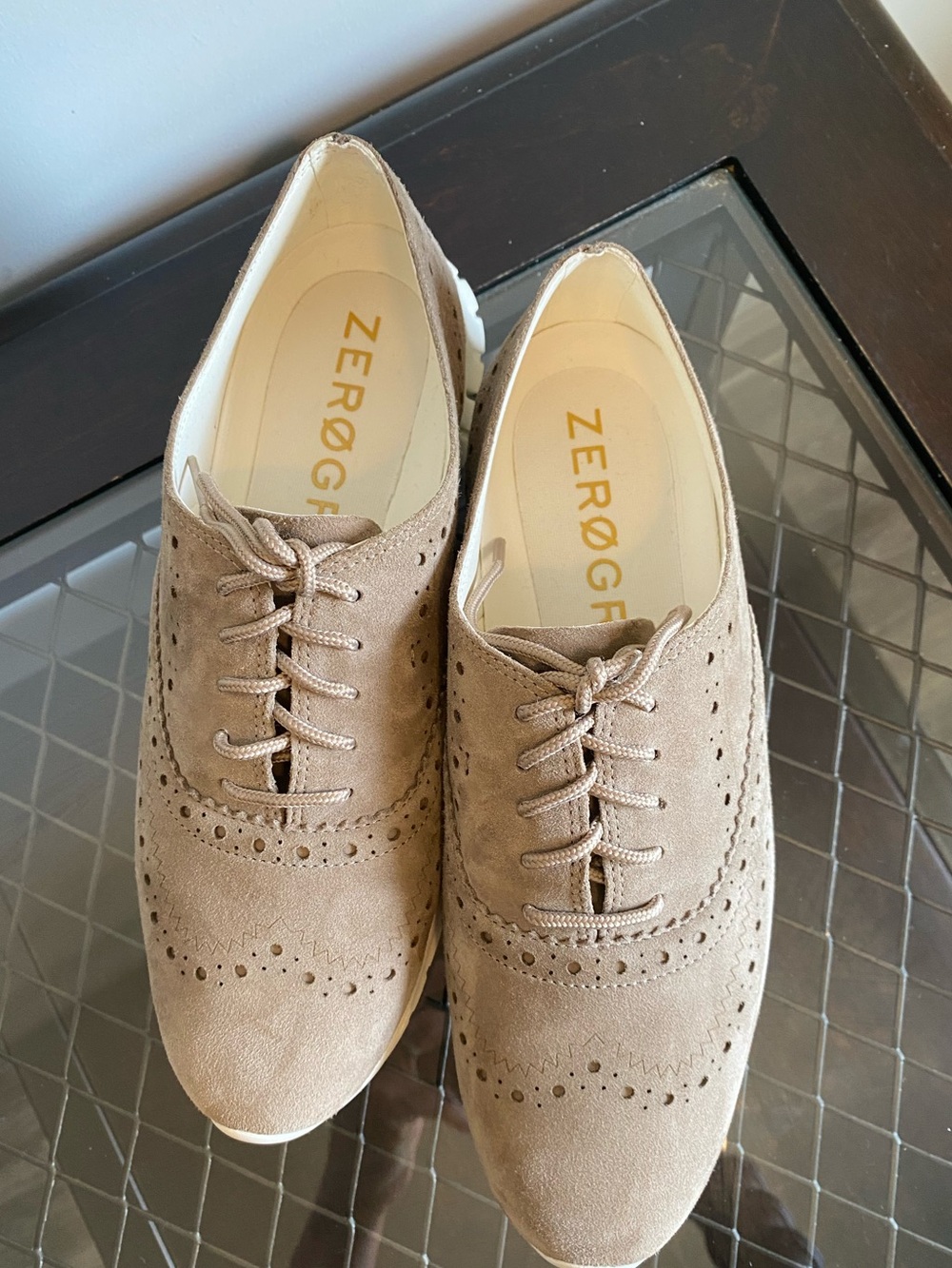 Cole Haan Taupe Suede Wingtip Sneakers